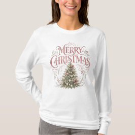 ピンクの伝統的なクリスマスツリー | ピンクマス Tシャツ