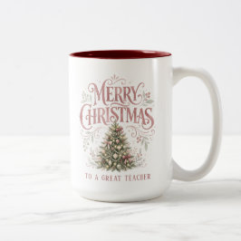 ピンクの伝統的なクリスマスツリー | 先生へのギフト ツートーンマグカップ