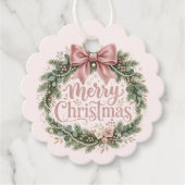 ピンクの伝統的なクリスマスリース | ピンクマス フェイバータグ (正面)
