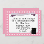 ピンクの伯爵夫人-誕生日映画パーティの招待状 招待状 (正面/裏面)