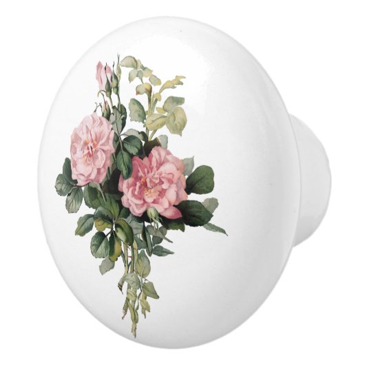 ピンクの低木バラ植物芸術ラウンドノブ セラミックノブ (右)