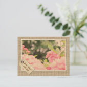 ピンクの低木バラ《写真》ぼけ味ヴィンテージ紙フレームラップ ポストカード (スタンド正面)