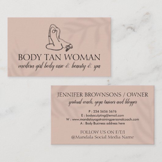 ピンクの体彫刻コンタリング腰トレーナー 名刺 (正面/裏面)