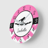 ピンクの体操の柱時計 ラウンド壁時計 (傾斜)