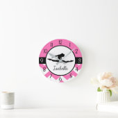 ピンクの体操の柱時計 ラウンド壁時計 (ホーム)