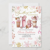ピンクの何か甘い醸造コーヒーベビーガール 招待状 (正面)