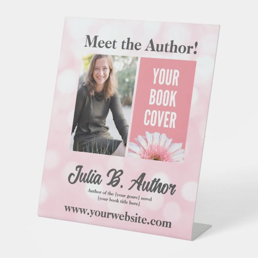 ピンクの作家ブックの署名またはブックの起動プロモーション 台座サイン (正面)