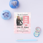 ピンクの作家ブックの起動招待状 チラシ (シングル)