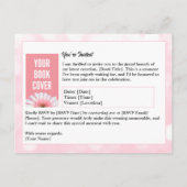 ピンクの作家ブックの起動招待状 ポストカード (裏面)