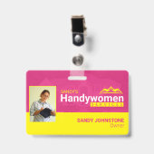 ピンクの便利屋さん ビジネス メタル クリップ バッジ (クリップ付き表面)