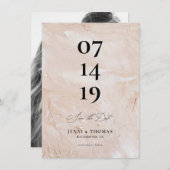 ピンクの保存日付 案内状 (正面/裏面)