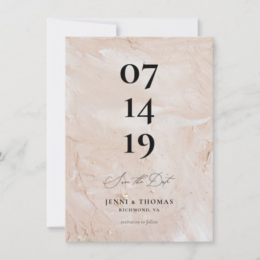 ピンクの保存日付 案内状 (正面)