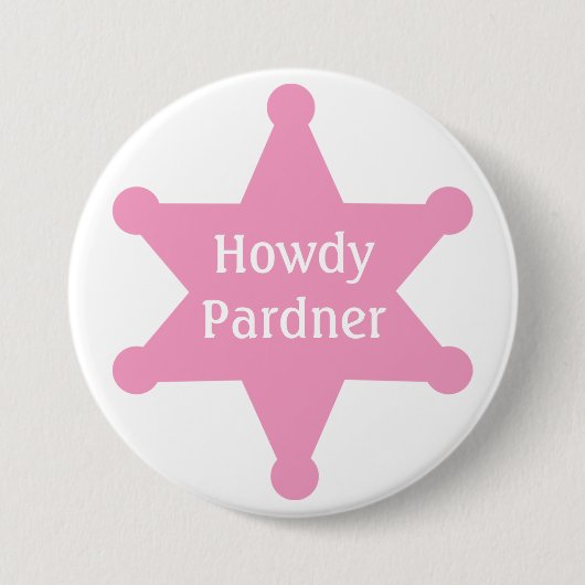 ピンクの保安官のバッジをカスタマイズ 缶バッジ (正面)