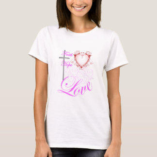 ピンクの信頼希望及び愛 Tシャツ