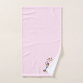 ピンクの個人名でブルーのバレリーナ バスタオルセット (ハンドタオル)