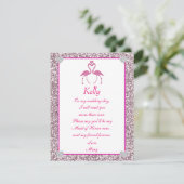 ピンクの偽のグリッター フラミンゴ ラブ メイド オブ オナー カード (スタンド正面)