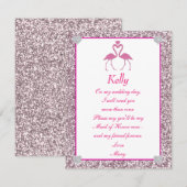 ピンクの偽のグリッター フラミンゴ ラブ メイド オブ オナー カード (正面/裏面)