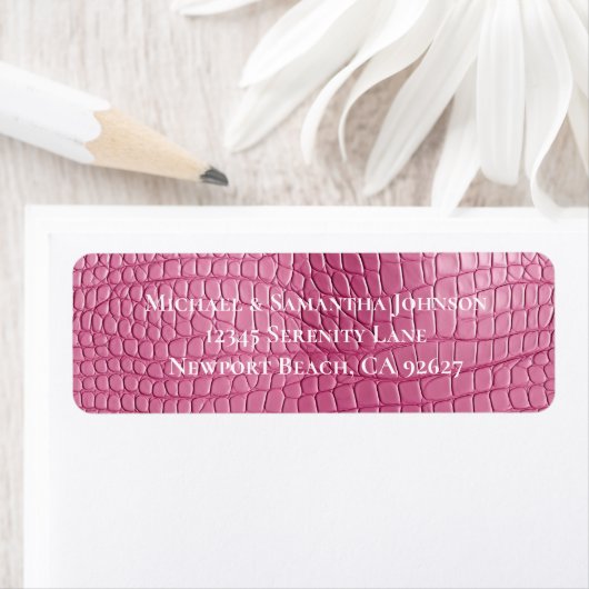 ピンクの偽のワニの動物 ウェディング ブライダルシャワー ラベル (インサイチュ)