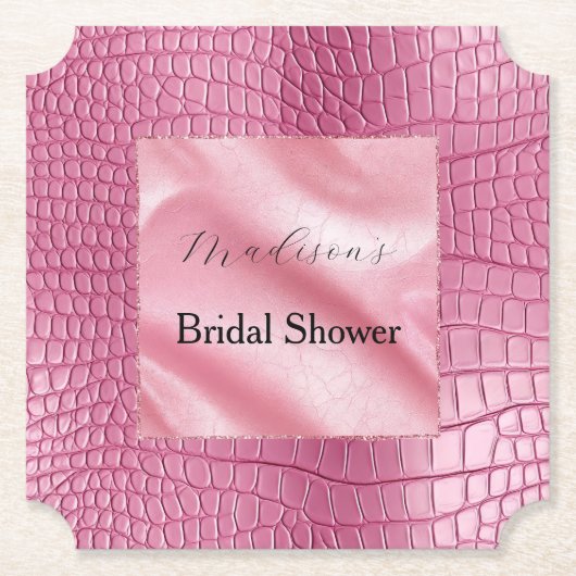 ピンクの偽オオアリゲーター動物プリント ペーパーコースター (正面)