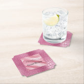 ピンクの偽オオアリゲーター動物柄 ペーパーコースター (インサイチュ)