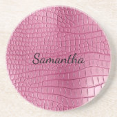 ピンクの偽ハリガネレザーのアニマルプリント コースター (正面)