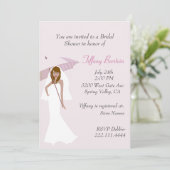 ピンクの傘で花嫁のブライダルシャワー招待状 招待状 (スタンド正面)