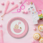 ピンクの傘の女の子ベビーシャワー ペーパープレート (パーティー)