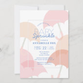 ピンクの傘の女の子 赤ちゃんシャワー 招待状 (正面)