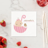 ピンクの傘の赤ちゃんシャワーのベビー スタンダードカクテルナプキン (インサイチュ)