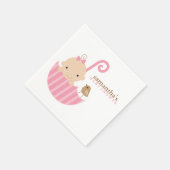 ピンクの傘の赤ちゃんシャワーのベビー スタンダードカクテルナプキン (角)