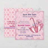 ピンクの傘クマ - 招待状 (正面/裏面)