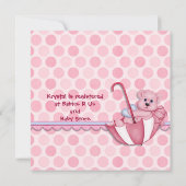 ピンクの傘クマ - 招待状 (裏面)