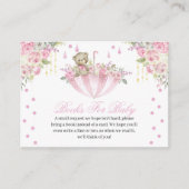 ピンクの傘テディベアベビー囲い エンクロージャーカード (正面)