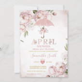 ピンクの傘4月のシャワーが5月の花をもたらす 招待状 (正面)