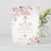 ピンクの傘4月のシャワーが5月の花をもたらす 招待状 (スタンド正面)