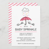 ピンクの傘twinkleベビーふりかけダウンロード 招待状 (正面/裏面)