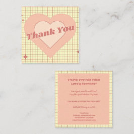 ピンクの催眠ハート市松模様にパターンありがとう スクエア名刺