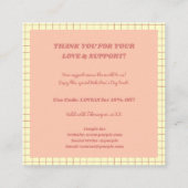 ピンクの催眠ハート市松模様にパターンありがとう スクエア名刺 (裏面)