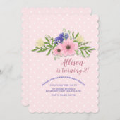 ピンクの傾斜招待状 招待状 (正面/裏面)