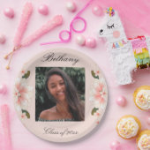 ピンクの優美な大フェミニン学院写真卒業 ペーパープレート (パーティー)