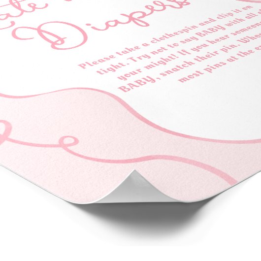 ピンクの優美な弓の波状の手を引き出し言わないベビー ポスター (角)