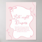 ピンクの優美な弓の波状の手を引き出し言わないベビー ポスター (正面)