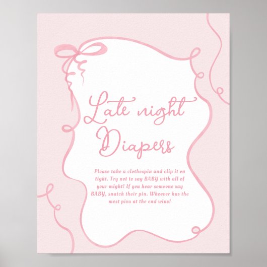 ピンクの優美な弓の波状の手を引き出し言わないベビー ポスター (正面)