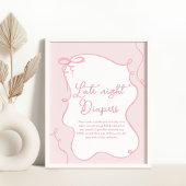 ピンクの優美な弓の波状の手を引き出し言わないベビー ポスター