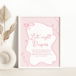 ピンクの優美な弓の波状の手を引き出し言わないベビー ポスター