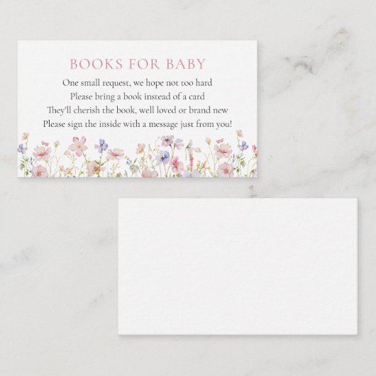 ピンクの優美な花の本ベビーエンクロージャカード エンクロージャーカード (正面/裏面)