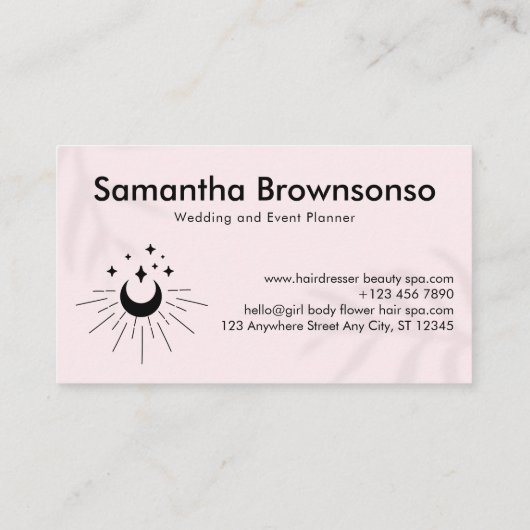 ピンクの光が天をテーマにした月星 名刺 (裏面)