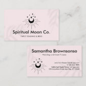 ピンクの光が天をテーマにした月星 名刺 (正面/裏面)