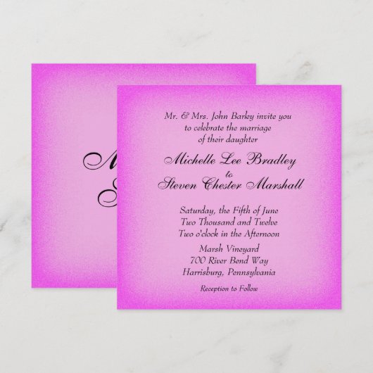 ピンクの光のウェディング招待状 招待状 (正面/裏面)