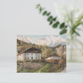 ピンクの光を放つ山の風景 |横長 ポストカード (スタンド正面)